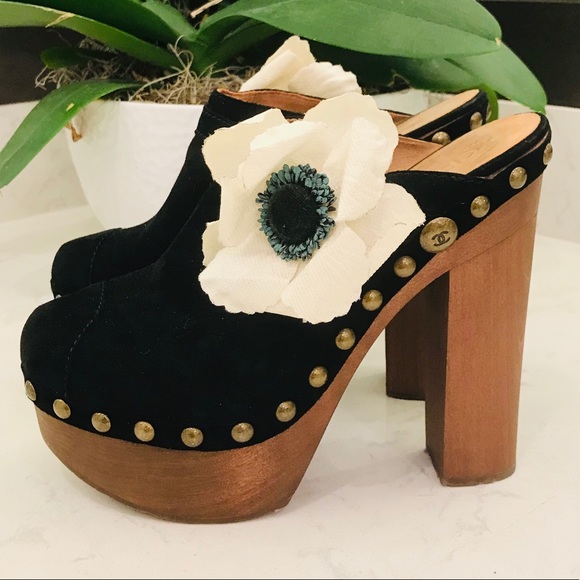 CHANEL Shoes - CHANEL SUEDE CLOGS